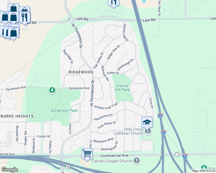 map of restaurants, bars, coffee shops, grocery stores, and more near 1102 Bultman Road in Madison