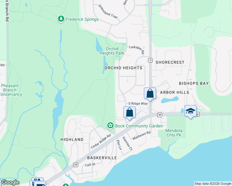 map of restaurants, bars, coffee shops, grocery stores, and more near 3606 Valley Ridge Road in Middleton