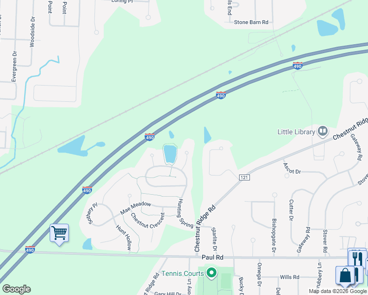 map of restaurants, bars, coffee shops, grocery stores, and more near 11 Wood Sorrel in Rochester