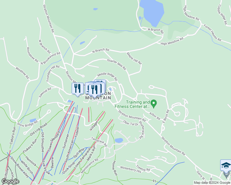map of restaurants, bars, coffee shops, grocery stores, and more near 66 Middle Ridge Rd in Stratton