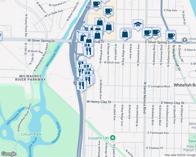 map of restaurants, bars, coffee shops, grocery stores, and more near 5335 North Mohawk Avenue in Glendale