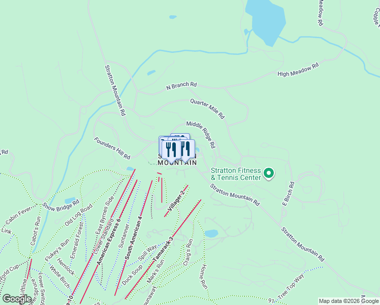 map of restaurants, bars, coffee shops, grocery stores, and more near 759 Stratton Mountain Road in Stratton