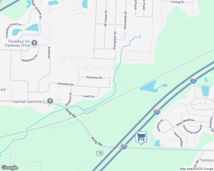 map of restaurants, bars, coffee shops, grocery stores, and more near 66 Marino Drive in North Chili