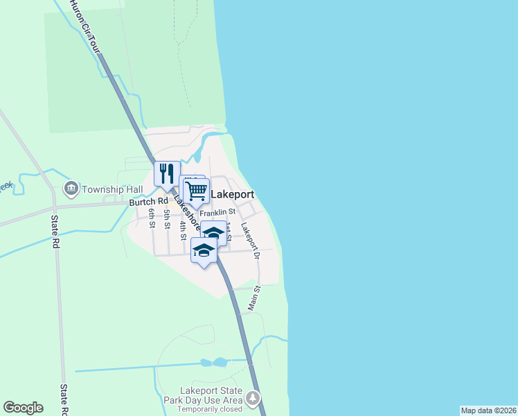 map of restaurants, bars, coffee shops, grocery stores, and more near 7094 Farrand Court in Lakeport