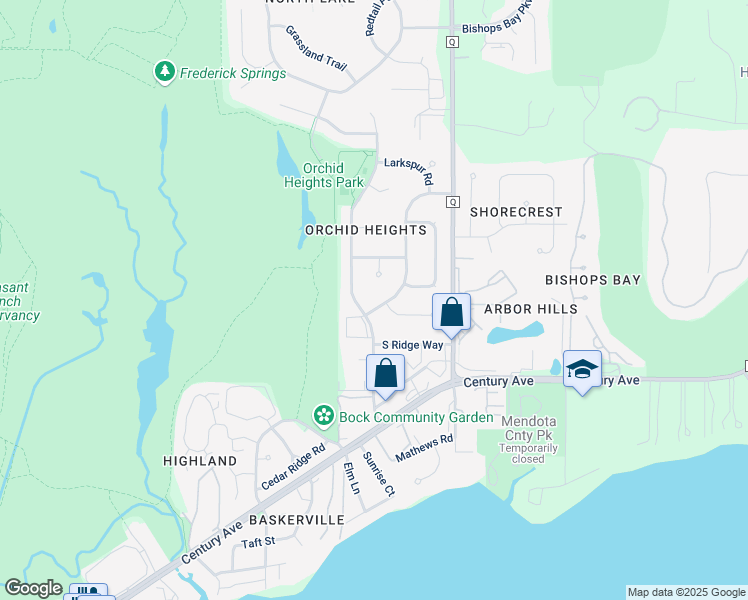 map of restaurants, bars, coffee shops, grocery stores, and more near 3606 Rolling Hill Dr in Middleton