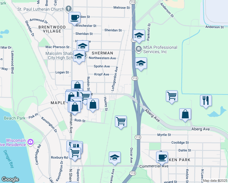 map of restaurants, bars, coffee shops, grocery stores, and more near 1305 Loftsgordon Avenue in Madison
