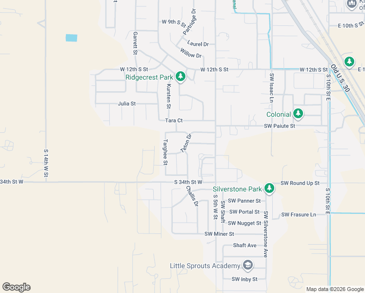 map of restaurants, bars, coffee shops, grocery stores, and more near 670 Teton Drive in Mountain Home