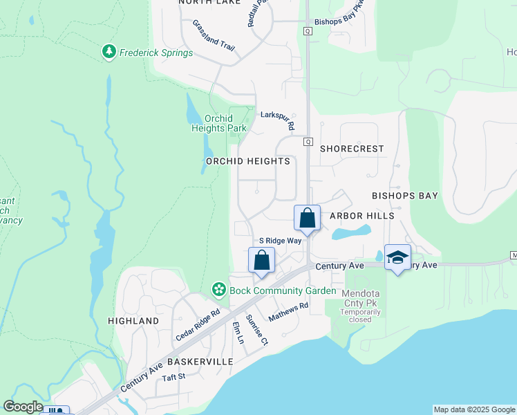 map of restaurants, bars, coffee shops, grocery stores, and more near 3606 Rolling Hill Drive in Middleton