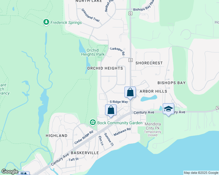 map of restaurants, bars, coffee shops, grocery stores, and more near 3606 Rolling Hill Drive in Middleton