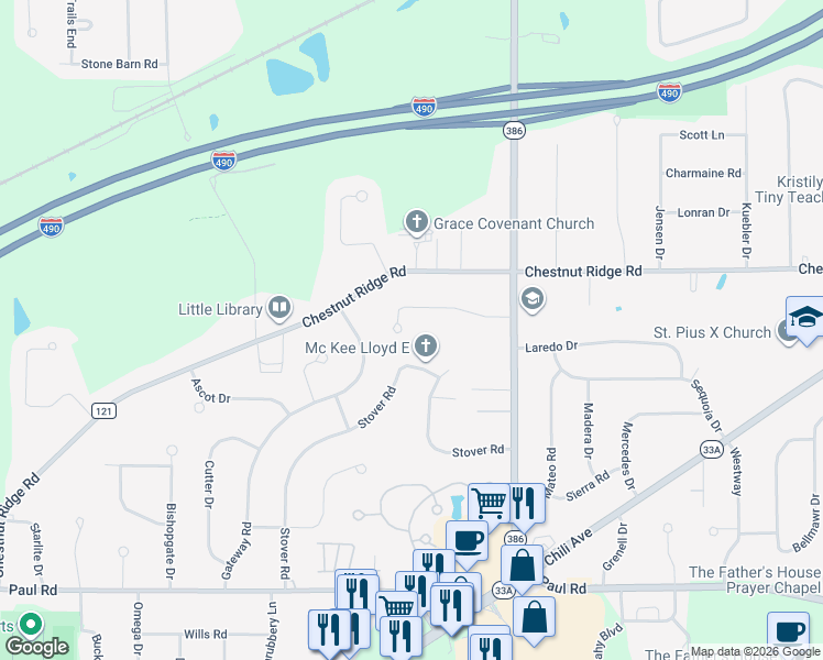 map of restaurants, bars, coffee shops, grocery stores, and more near 45 Brasser Drive in Rochester