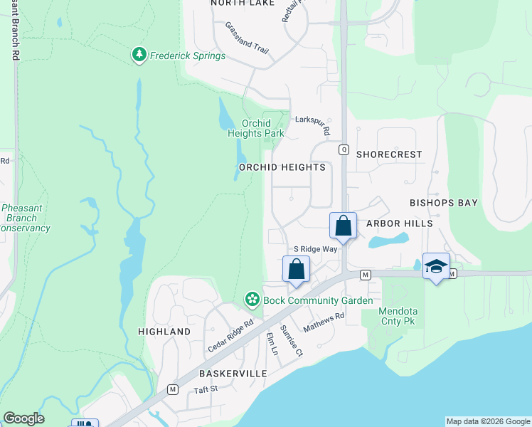 map of restaurants, bars, coffee shops, grocery stores, and more near 3606 Valley Ridge Rd in Middleton