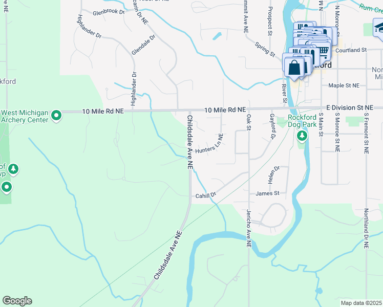 map of restaurants, bars, coffee shops, grocery stores, and more near 182 Childsdale Avenue Northeast in Rockford