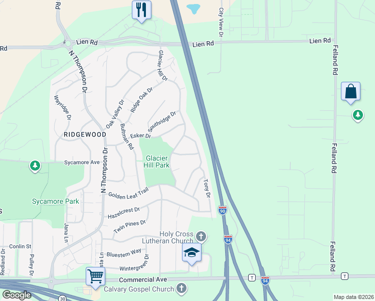 map of restaurants, bars, coffee shops, grocery stores, and more near 5318 Valley Edge Drive in Madison