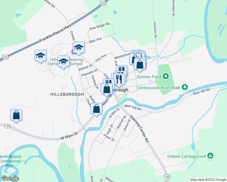map of restaurants, bars, coffee shops, grocery stores, and more near in Hillsboro