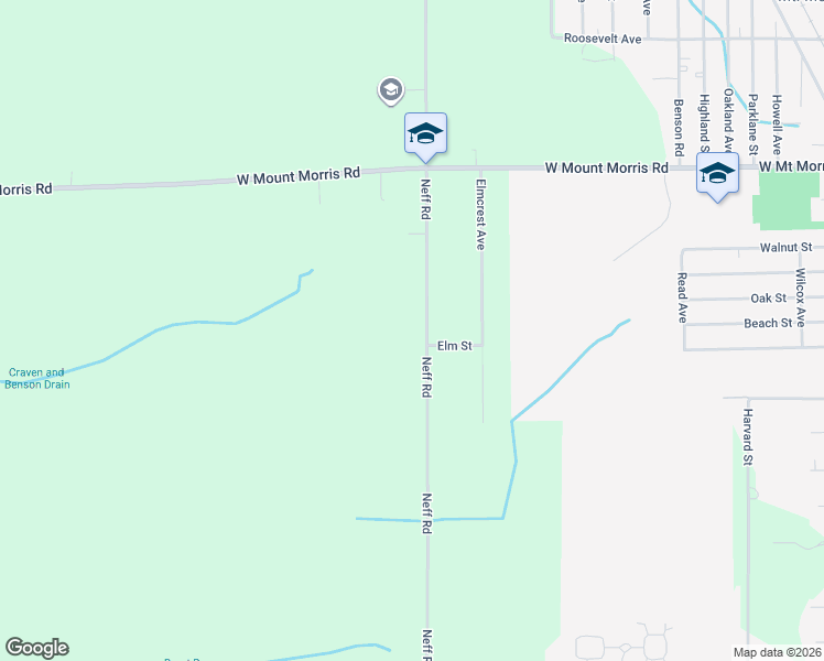 map of restaurants, bars, coffee shops, grocery stores, and more near 7363 Neff Road in Mount Morris
