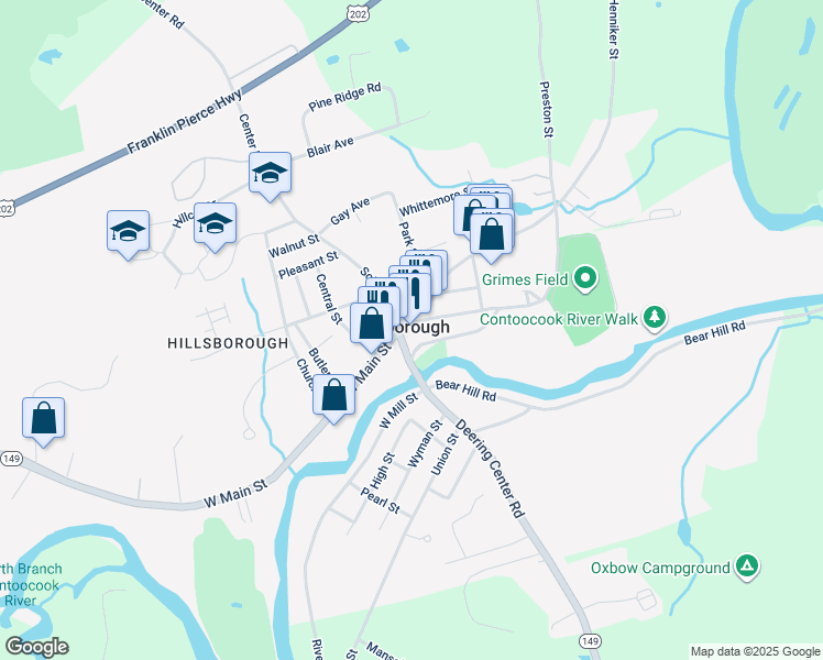 map of restaurants, bars, coffee shops, grocery stores, and more near 5 Depot Street in Hillsborough