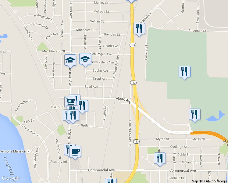 map of restaurants, bars, coffee shops, grocery stores, and more near 1305 Loftsgordon Avenue in Madison