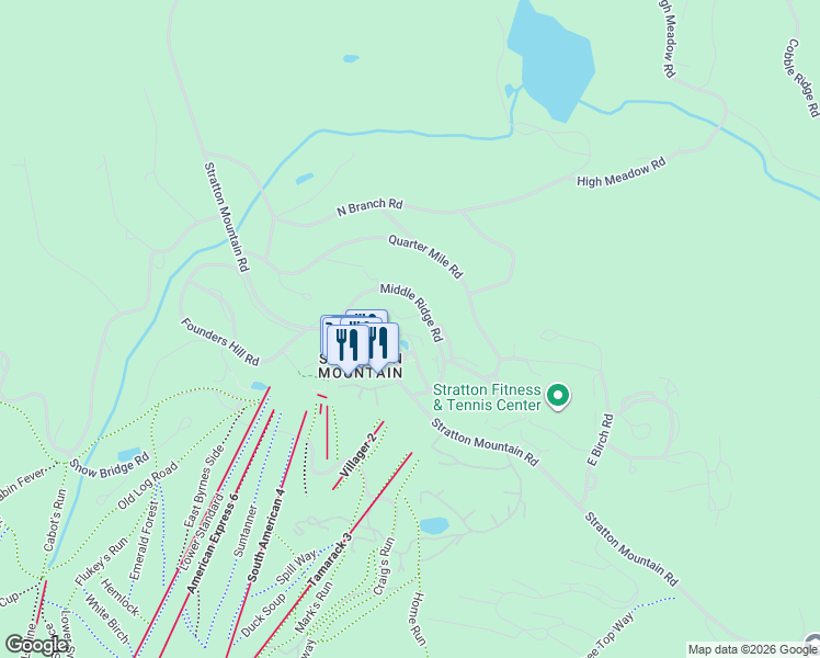 map of restaurants, bars, coffee shops, grocery stores, and more near 66 Middle Ridge Road in Stratton