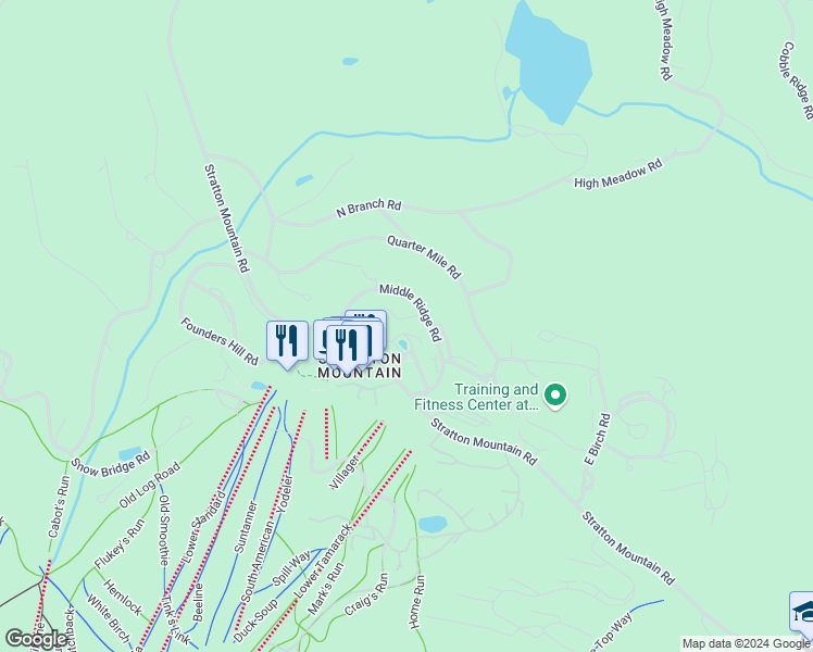 map of restaurants, bars, coffee shops, grocery stores, and more near 66 Middle Ridge Road in Stratton