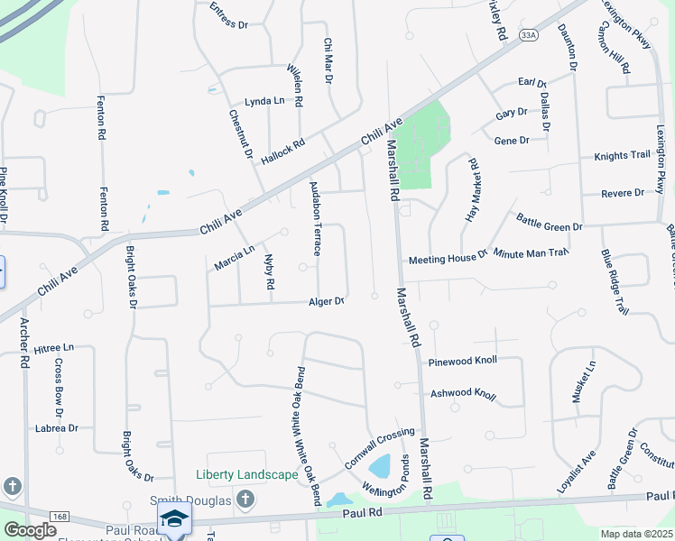map of restaurants, bars, coffee shops, grocery stores, and more near 43 Audabon Terrace in Rochester