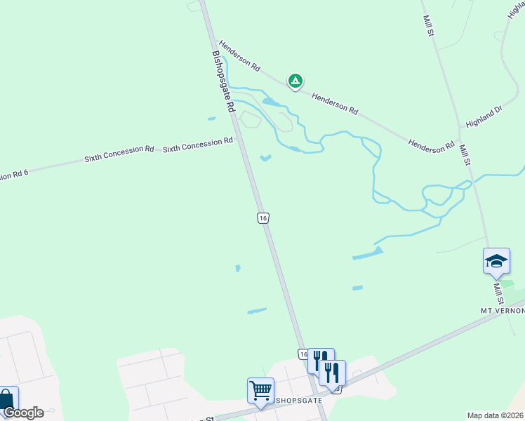 map of restaurants, bars, coffee shops, grocery stores, and more near 395 Bishopsgate Road in Brantford