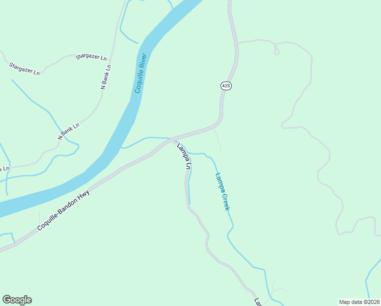 map of restaurants, bars, coffee shops, grocery stores, and more near Lampa Lane in Coquille
