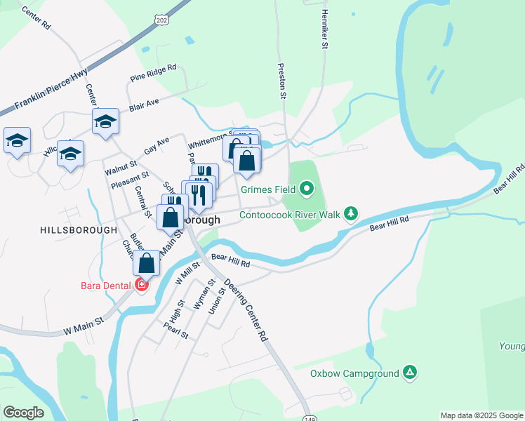 map of restaurants, bars, coffee shops, grocery stores, and more near 14 Preston Street in Hillsboro