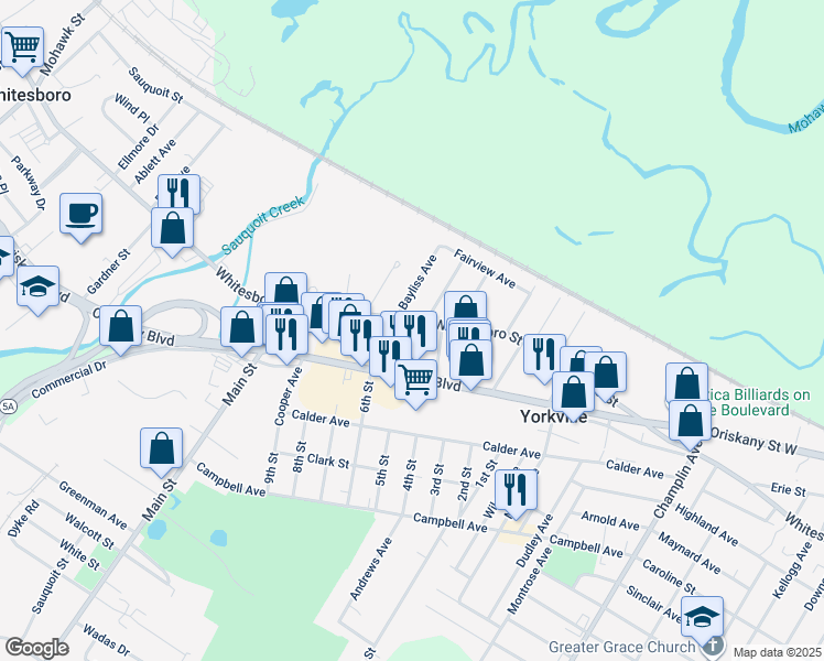 map of restaurants, bars, coffee shops, grocery stores, and more near 1 Russell Avenue in Yorkville