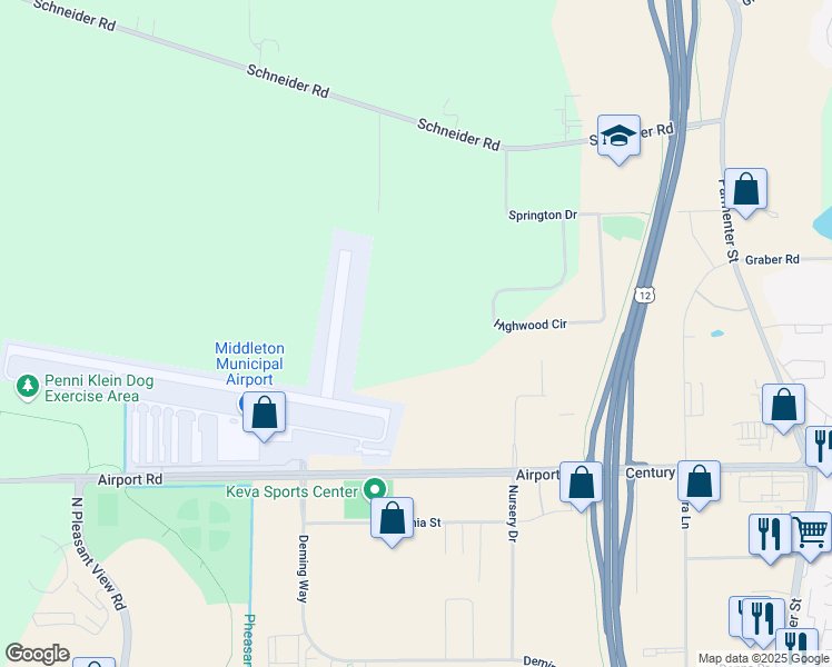 map of restaurants, bars, coffee shops, grocery stores, and more near 4925 Highwood Circle in Middleton