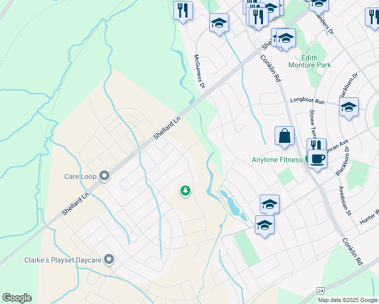 map of restaurants, bars, coffee shops, grocery stores, and more near 31 Anderson Road in Brantford