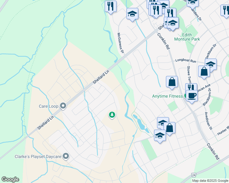 map of restaurants, bars, coffee shops, grocery stores, and more near 31 Anderson Road in Brantford