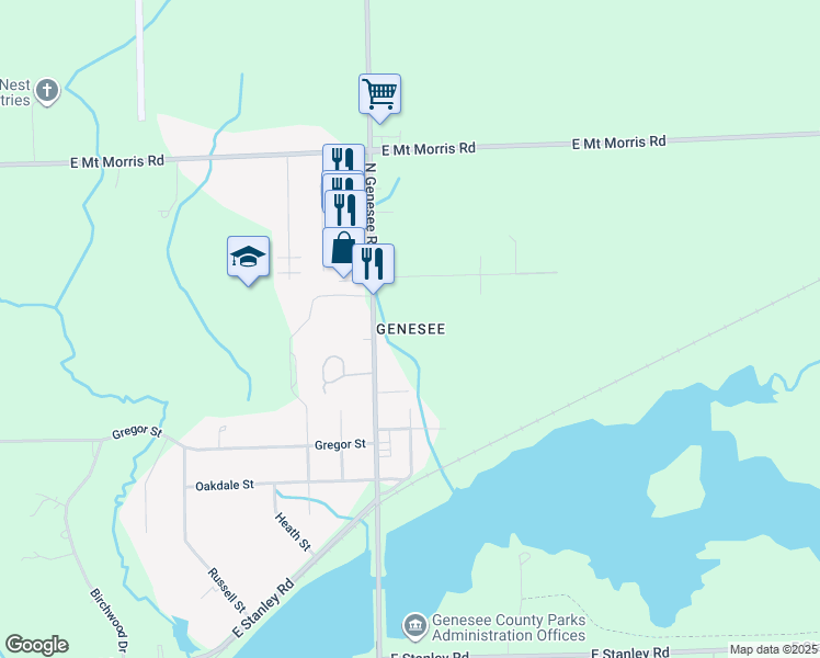 map of restaurants, bars, coffee shops, grocery stores, and more near in Genesee County
