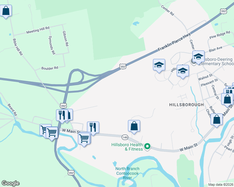 map of restaurants, bars, coffee shops, grocery stores, and more near in Hillsboro