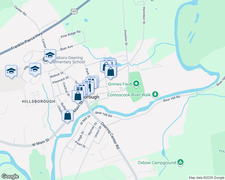 map of restaurants, bars, coffee shops, grocery stores, and more near 14 Preston Street in Hillsboro