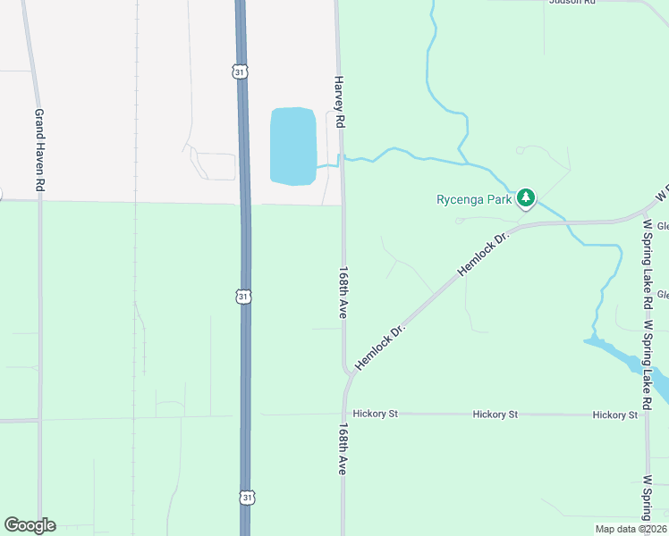 map of restaurants, bars, coffee shops, grocery stores, and more near 18984 168th Avenue in Spring Lake