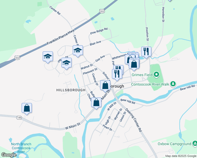 map of restaurants, bars, coffee shops, grocery stores, and more near 9 Myrtle Street in Hillsboro