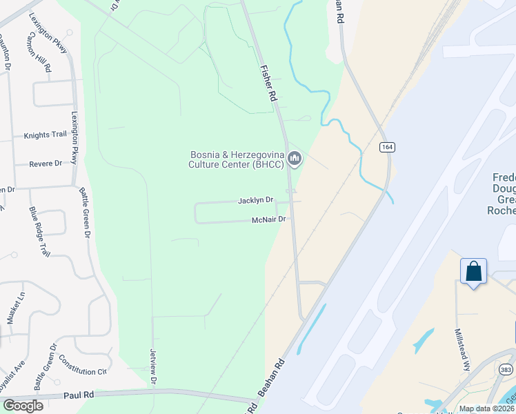 map of restaurants, bars, coffee shops, grocery stores, and more near 15 Jacklyn Drive in Rochester
