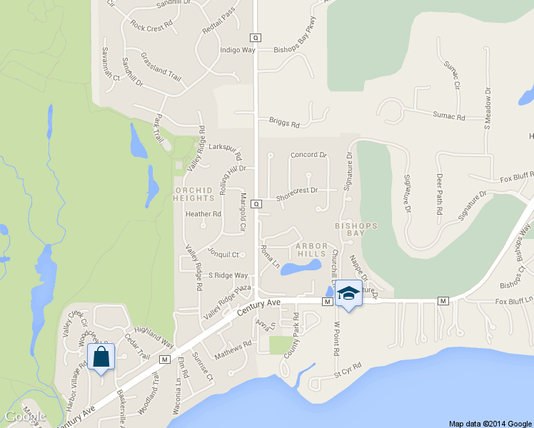 map of restaurants, bars, coffee shops, grocery stores, and more near 5209 Shorecrest Drive in Middleton