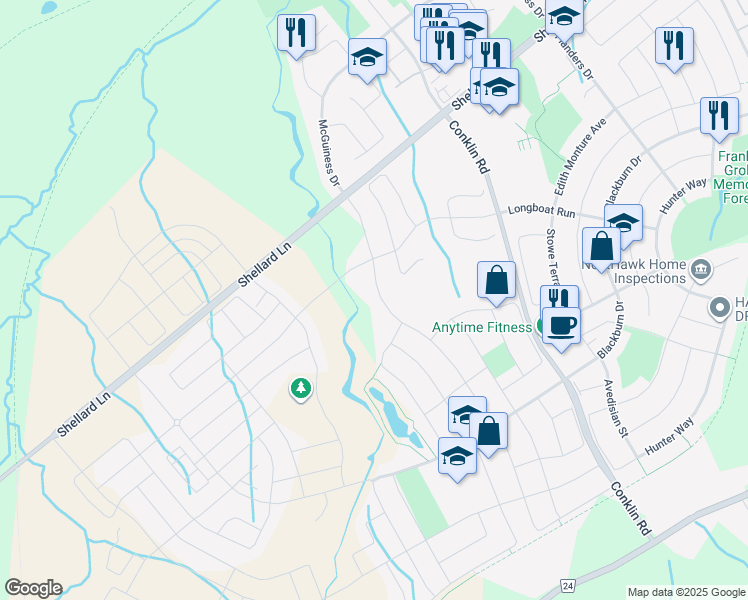 map of restaurants, bars, coffee shops, grocery stores, and more near 130 Powell Road in Brantford