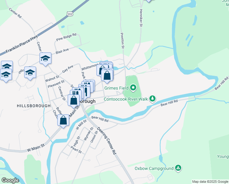 map of restaurants, bars, coffee shops, grocery stores, and more near 14 Preston Street in Hillsboro