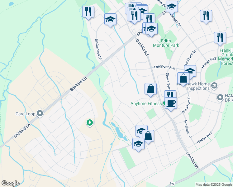 map of restaurants, bars, coffee shops, grocery stores, and more near 129 Powell Road in Brantford