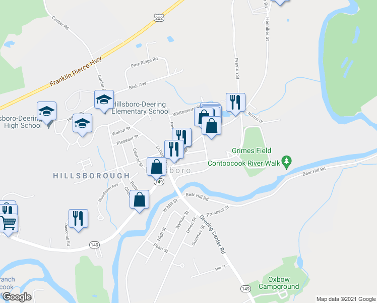 map of restaurants, bars, coffee shops, grocery stores, and more near 2 Jackson Street in Hillsboro