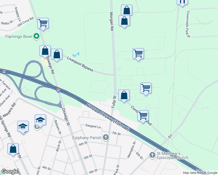 map of restaurants, bars, coffee shops, grocery stores, and more near 1 Donald Pl in Liverpool