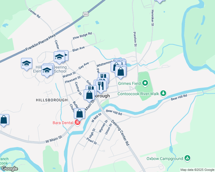 map of restaurants, bars, coffee shops, grocery stores, and more near 2 Jackson Street in Hillsboro