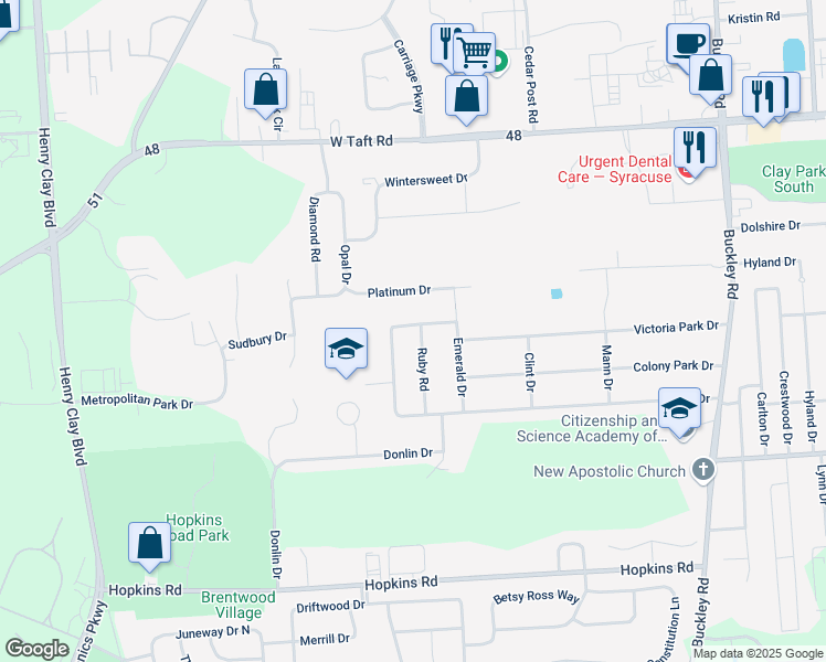 map of restaurants, bars, coffee shops, grocery stores, and more near 123 Ruby Rd in Liverpool