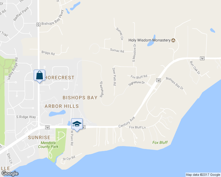 map of restaurants, bars, coffee shops, grocery stores, and more near 3610 Deer Path Road in Middleton