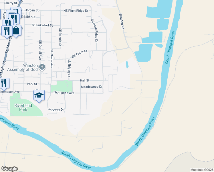 map of restaurants, bars, coffee shops, grocery stores, and more near 1640 Winston Section Road in Winston
