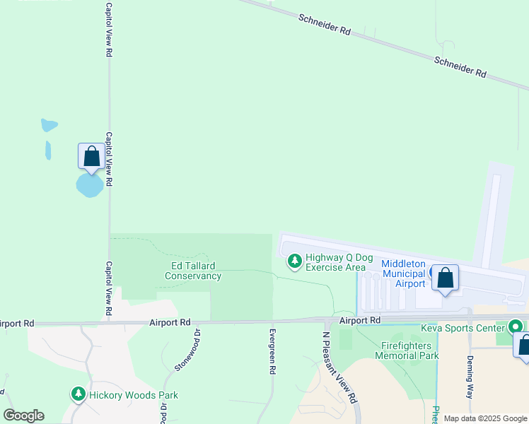 map of restaurants, bars, coffee shops, grocery stores, and more near 8442 Airport Road in Middleton