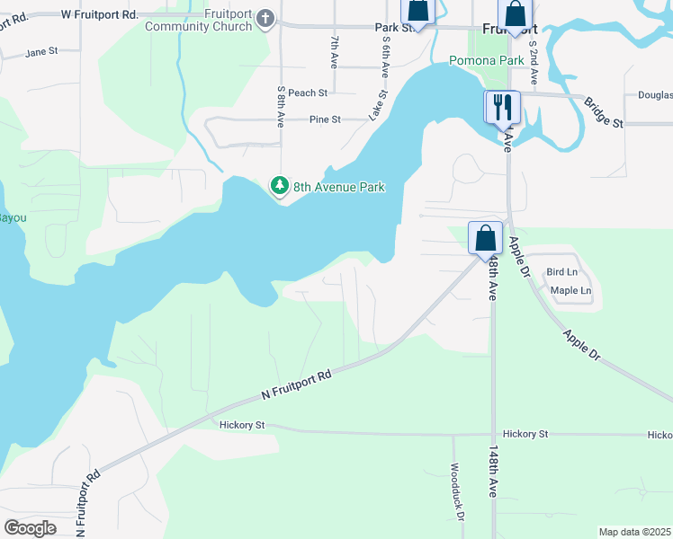map of restaurants, bars, coffee shops, grocery stores, and more near 18957 North Fruitport Road in Spring Lake