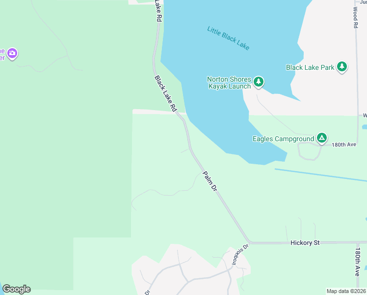 map of restaurants, bars, coffee shops, grocery stores, and more near 19155 Palm Drive in Spring Lake